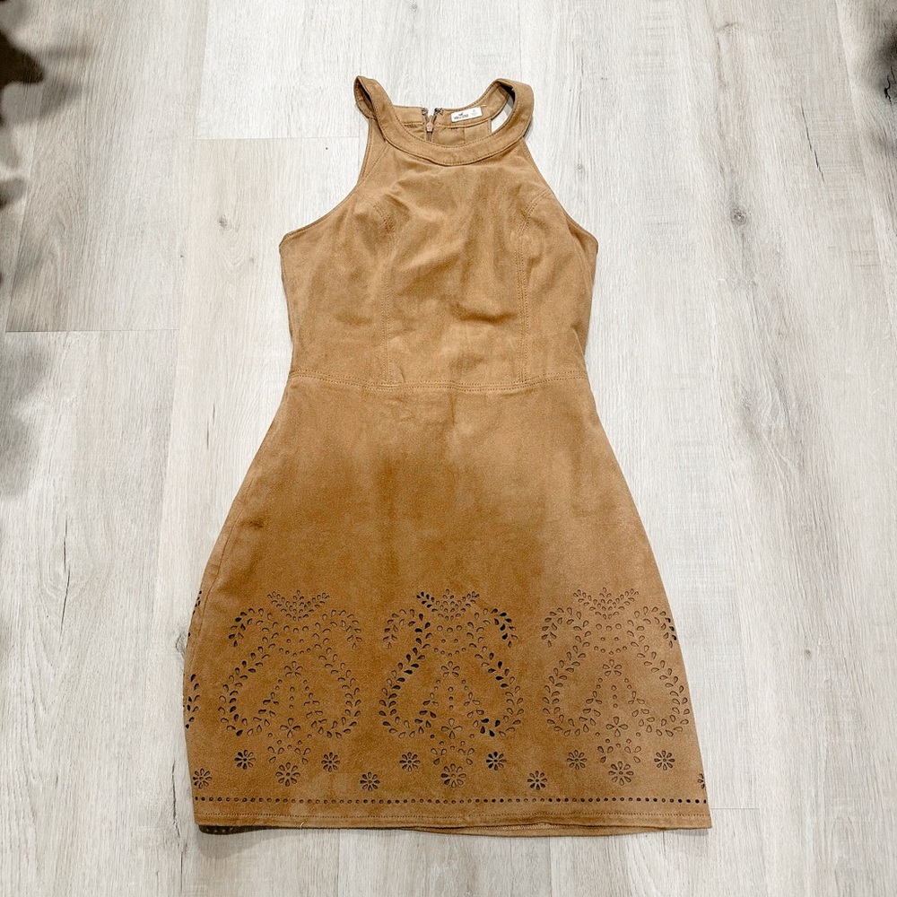 Hollister Vegan Suede Light Brown A-Line Dress